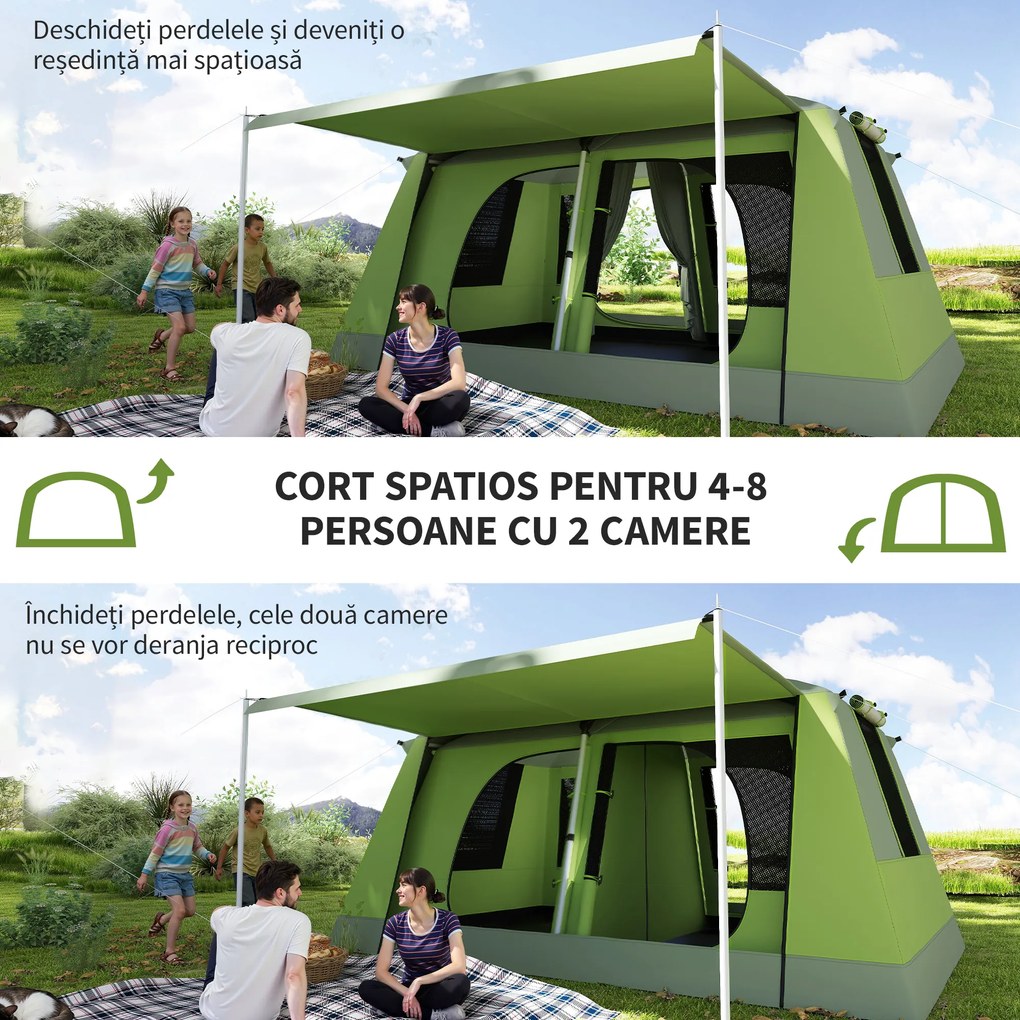 Outsunny Cort pentru Camping cu Veranda 8 Persoane 405×305×225cm | Aosom Romania