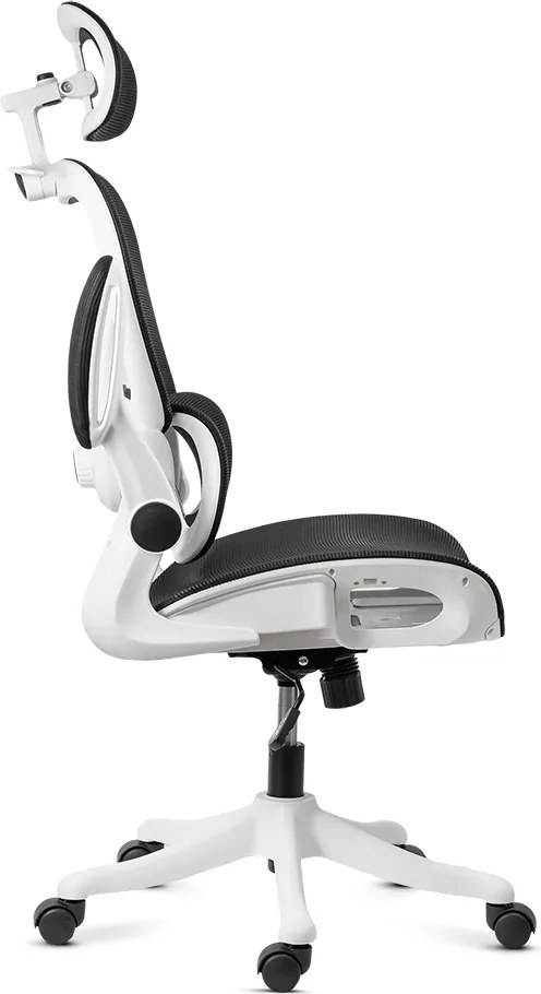 Scaun de birou ergonomic din mesh cu suport lombar și brațe rabatabile OFF 440 alb