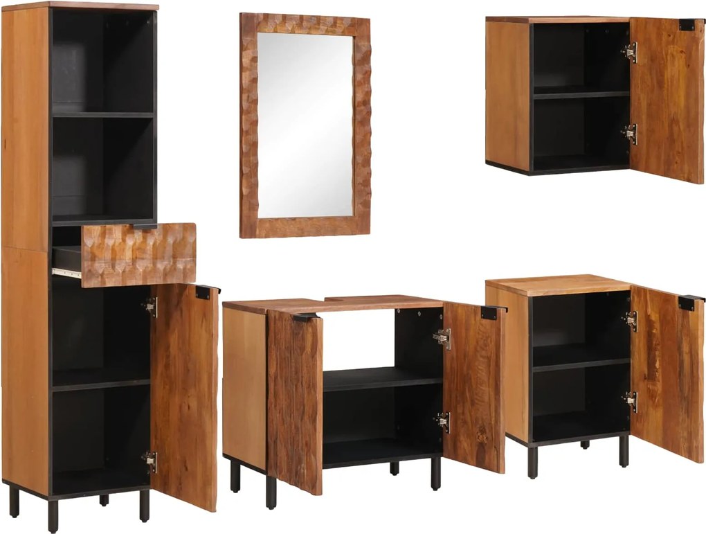vidaXL Seturi de baie 5 pcs Maro Acacia Finisat Lemn de mango solid