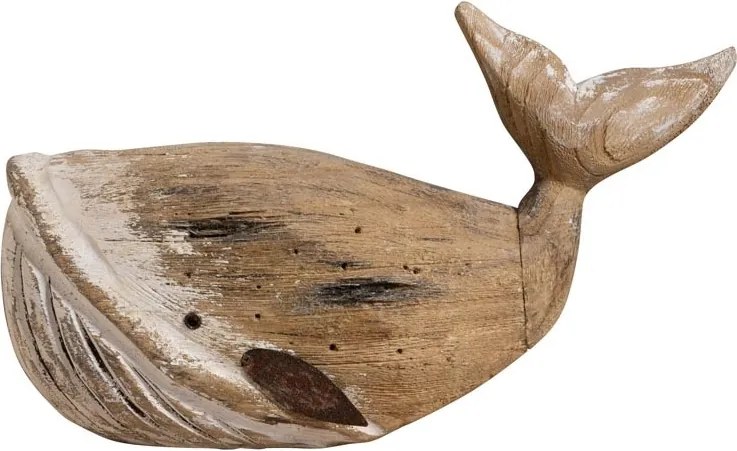 Decorațiune balenă din lemn de paulownia, H20,5 cm