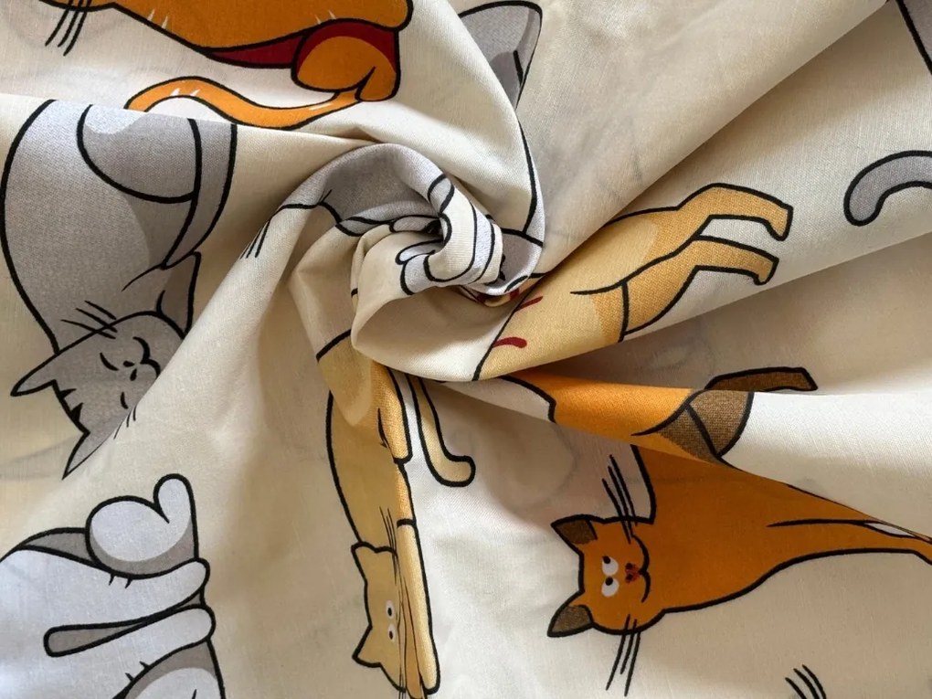 Lenjerie de pat din polibumbac COLORED CATS POLY crem Dimensiune lenjerie de pat: 2 buc 70 x 90 cm | 200 x 220 cm