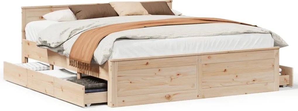 vidaXL Cadru de pat fără saltea/cu tăblie, 200x200 cm, lemn masiv pin