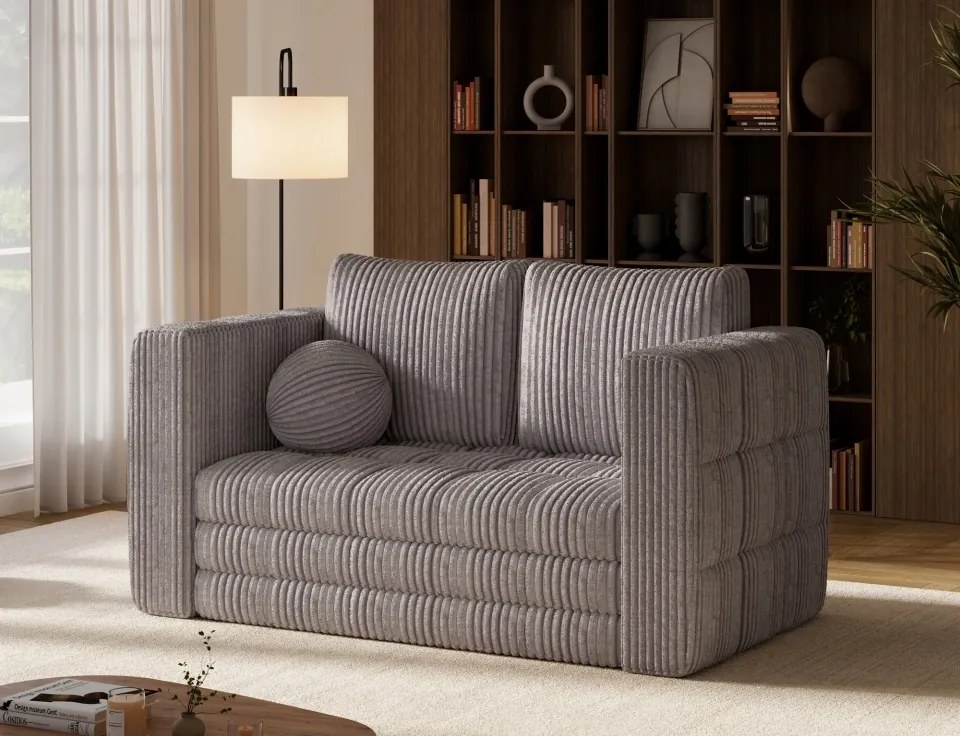 Canapea Kastol , light gri velour extensibil, 137x71x74 cm – Modullo 04
