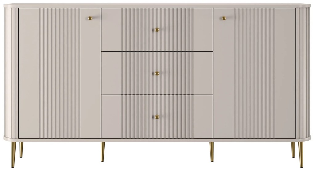 Comodă cu sertare Vesper 160 cm pe picioare - cașmir / picioare aurii