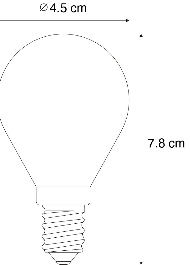 Set de 5 becuri LED cu filament E14, reglabile, G45, clare, 4W 470LM 2700K