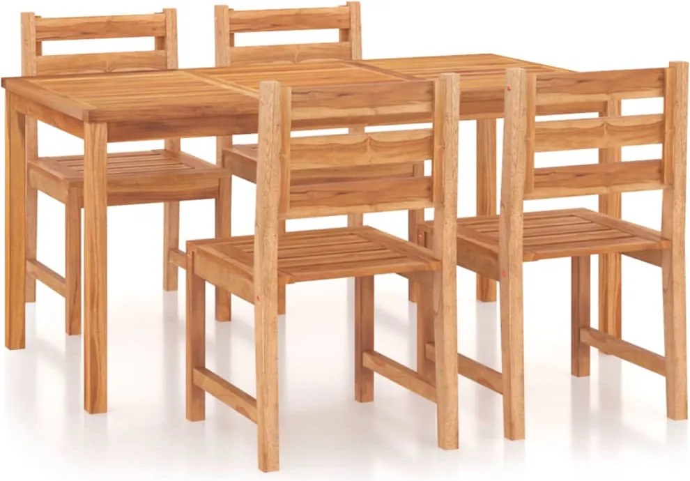 vidaXL Set de sufragerie de grădină, lemn masiv de tec, 5 piese
