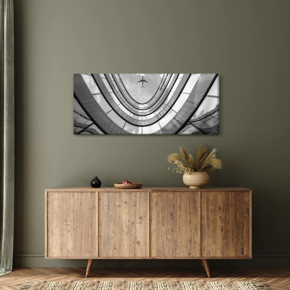 Tablou - Avionul deasupra clădirii (120x50 cm)