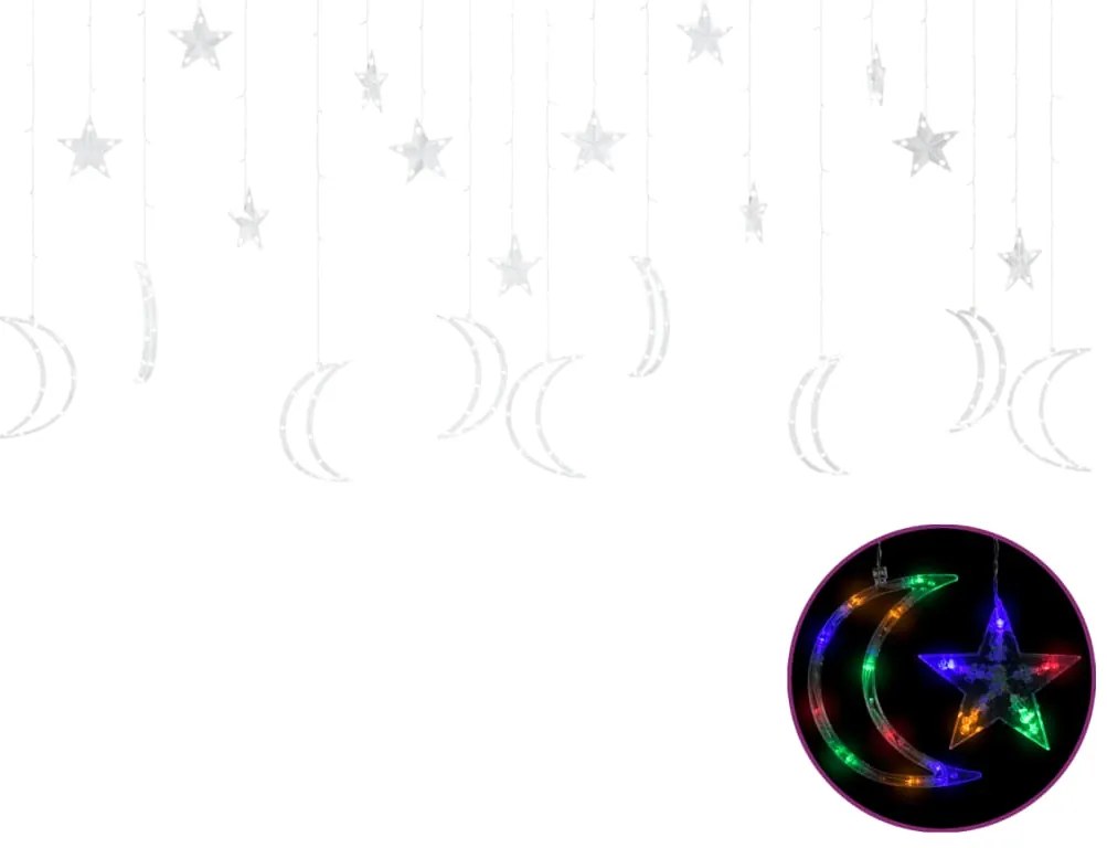 Lumini luna si stele, 345 LED-uri, multicolor, cu telecomanda 1, colourful, 345 led