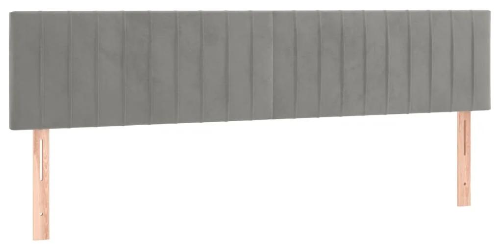 Pat box spring cu saltea, gri deschis, 180x200 cm, catifea Gri deschis, 180 x 200 cm, Benzi verticale