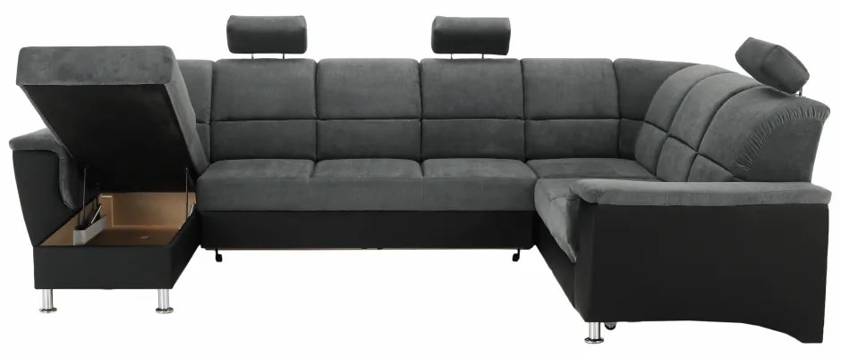 Colţar, piele ecologică negru/material, model dreapta, SANTIAGO U