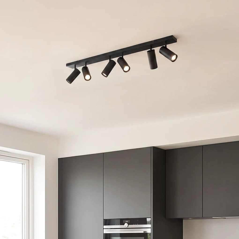 Plafonieră modernă neagră 102cm 6 lumini reglabilă - Renna