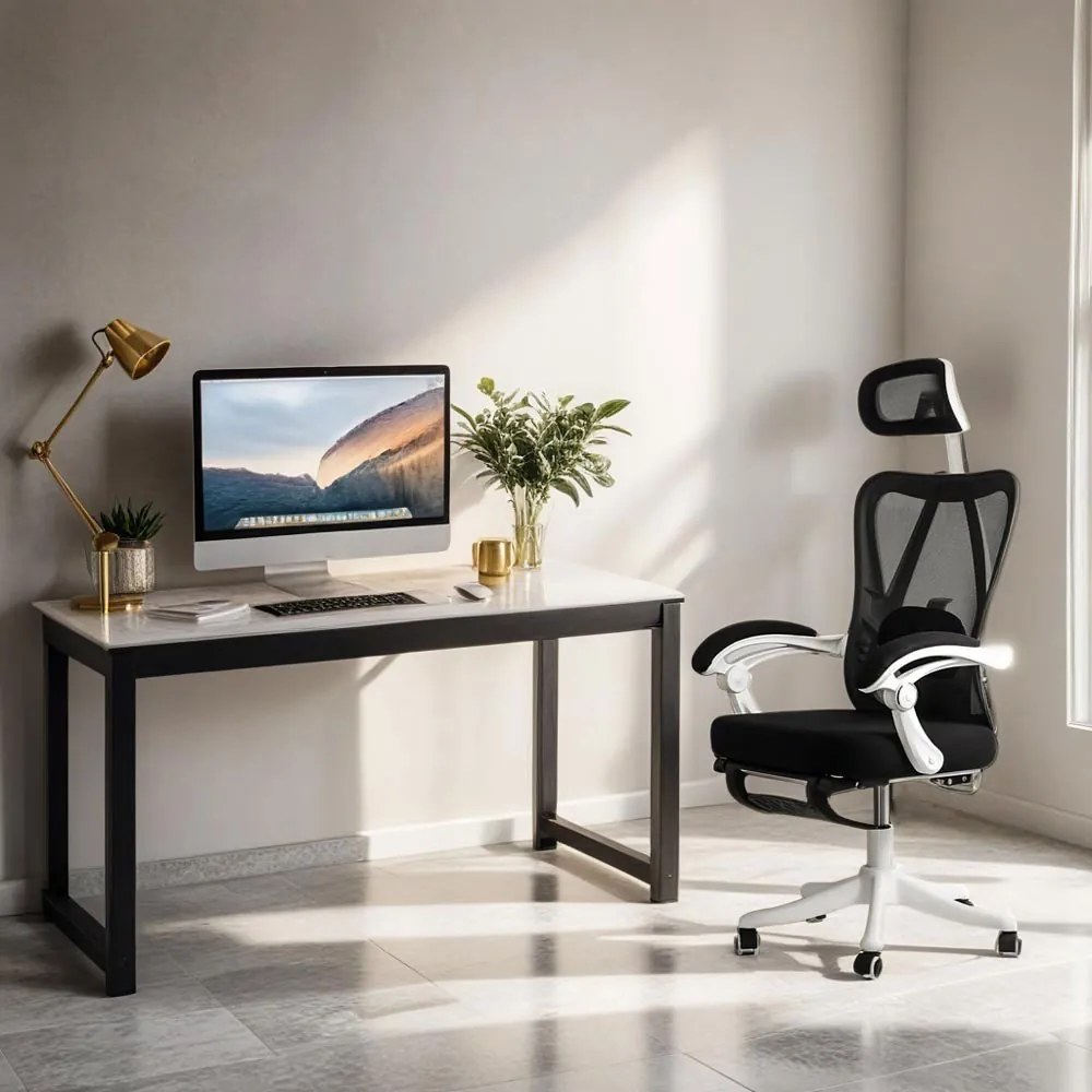 Scaun ergonomic OFF 428 negru, multiblock și suport picioare