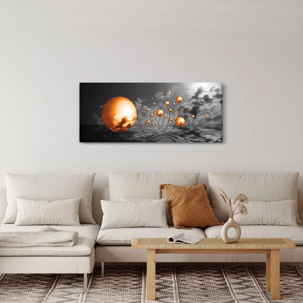 Tabloul bilelor portocalii abstarcte (120x50 cm)