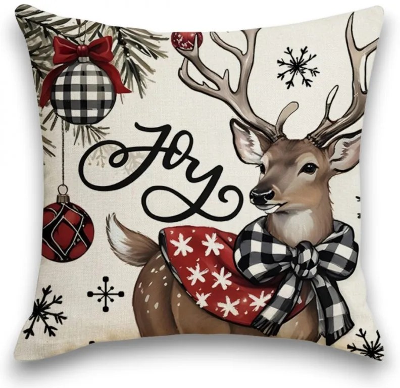 Husa de perna de Craciun DEER WISH 45x45 cm, bej