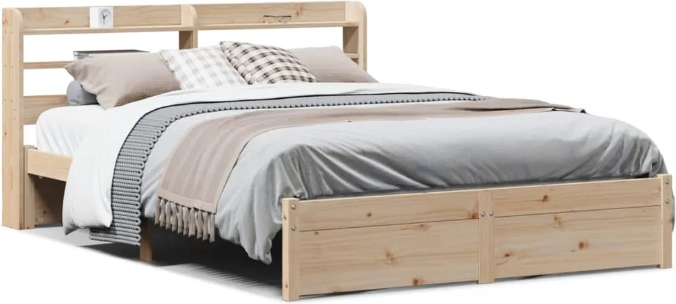 vidaXL Cadru de pat cu tăblie, 140x200 cm, lemn masiv de pin