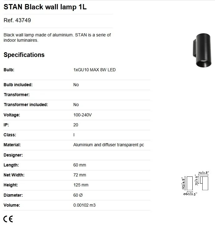 Aplica perete ambientala design modern STAN neagra