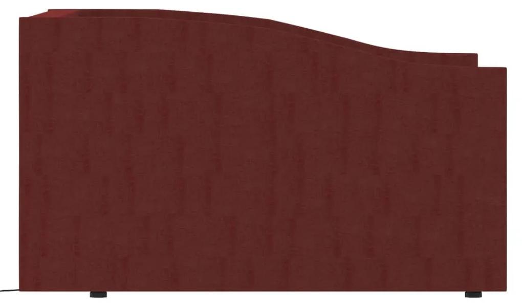 Pat de zi cu saltea  USB, rosu vin, 90x200 cm, textil Bordo