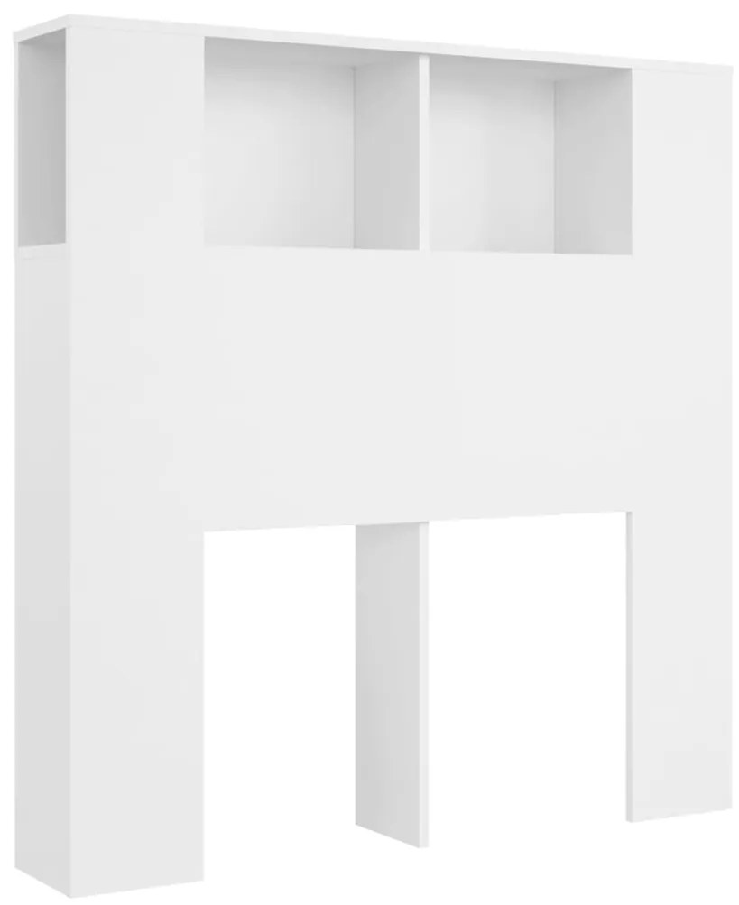 Tablie de pat cu dulap, alb, 100x18,5x104,5 cm Alb, 1