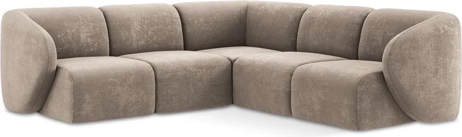 Colțar maro deschis cu tapițerie din chenille Lani – Makamii