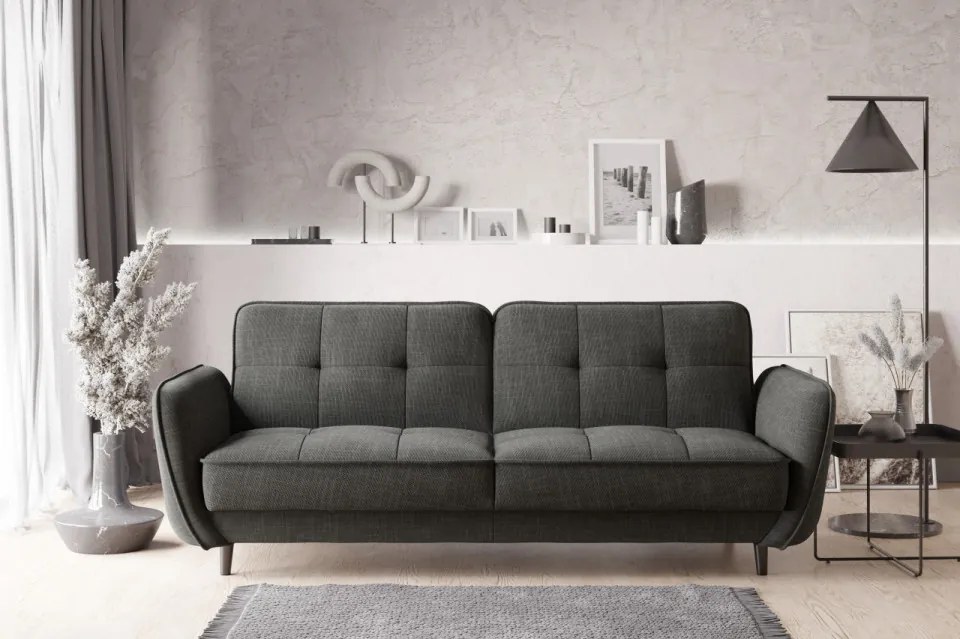Canapea tapitata, extensibila, cu spatiu pentru depozitare, 220x83x90 cm, Bellis 01, Eltap (Culoare: Negru / Loco 10)