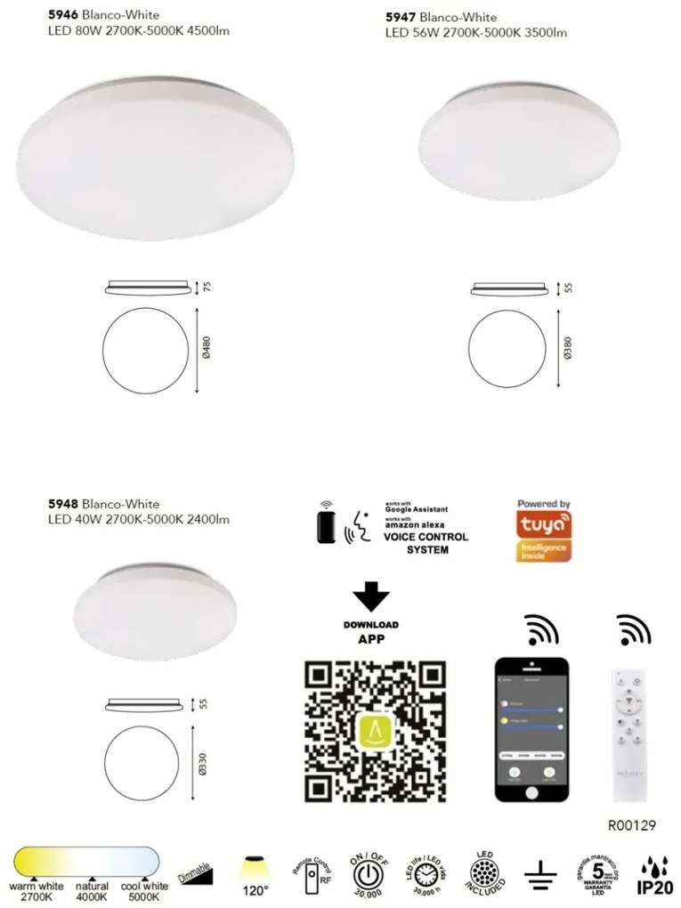 Plafoniera LED Smart cu telecomanda ZERO SMART 40W
