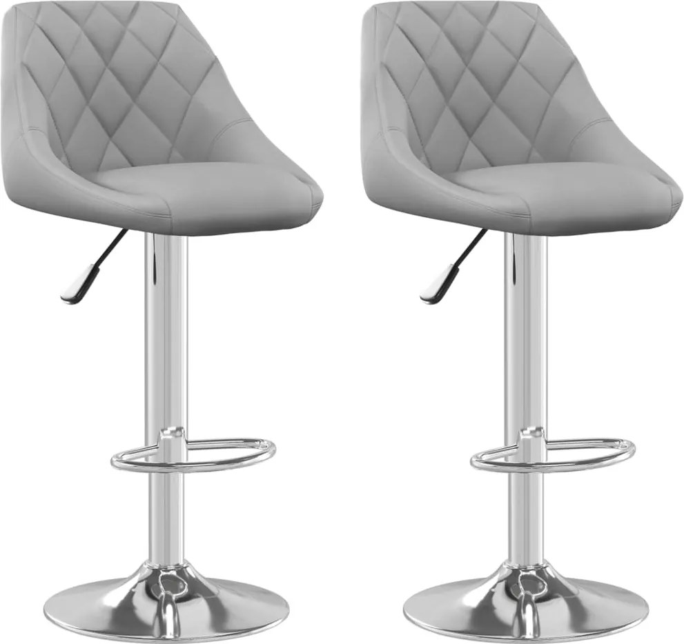 vidaXL Scaune de bar, 2 buc., gri deschis, catifea