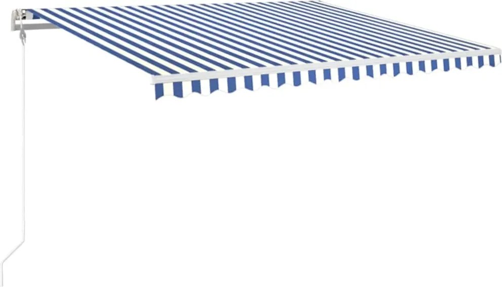 vidaXL Copertină automată cu LED&senzor vânt, albastru/alb, 450x350 cm