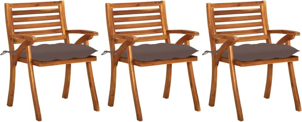 vidaXL Scaune de grădină cu perne, 3 buc., lemn masiv de acacia