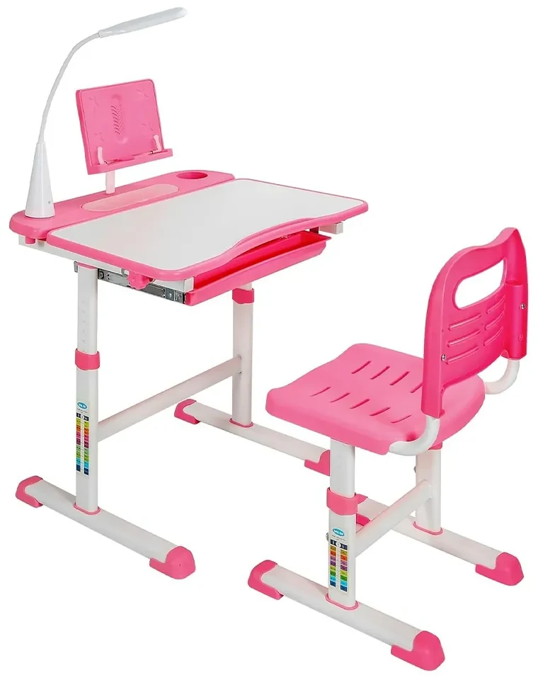 Birou multifunctional copii, inaltime reglabila, roz