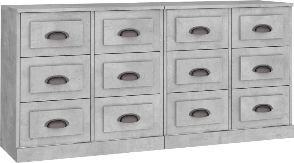vidaXL Servante, 2 piese, gri beton, lemn prelucrat