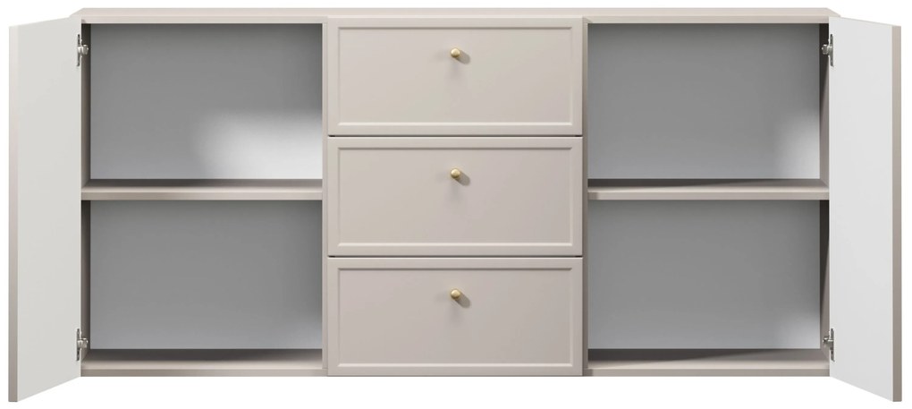 Comodă suspendată cu sertare Lorini 150 cm - cașmir / mânere aurii