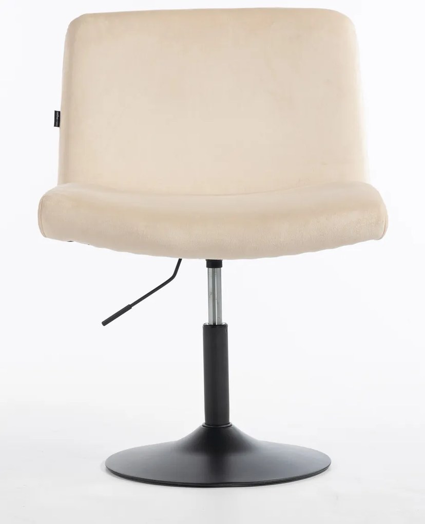 HR150N Scaun Crem din Catifea cu Bază Neagră