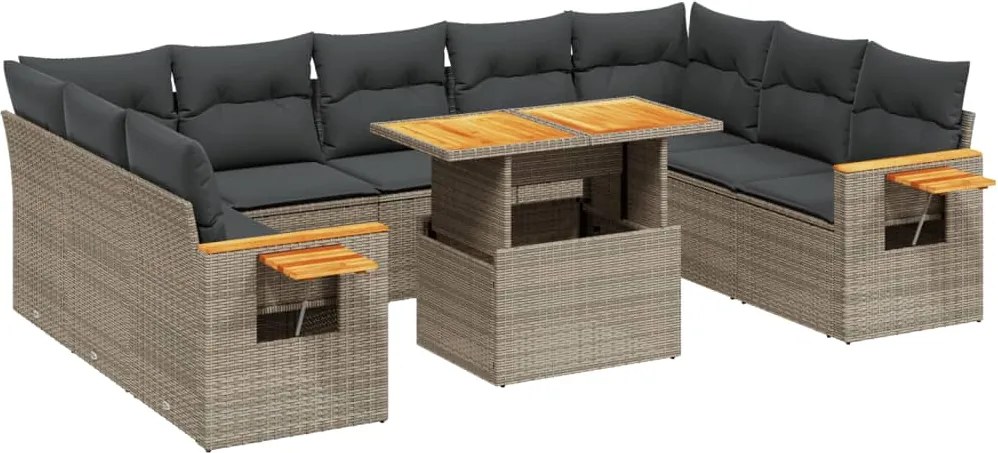 vidaXL Set canapele de grădină cu perne, 11 piese, gri, poliratan