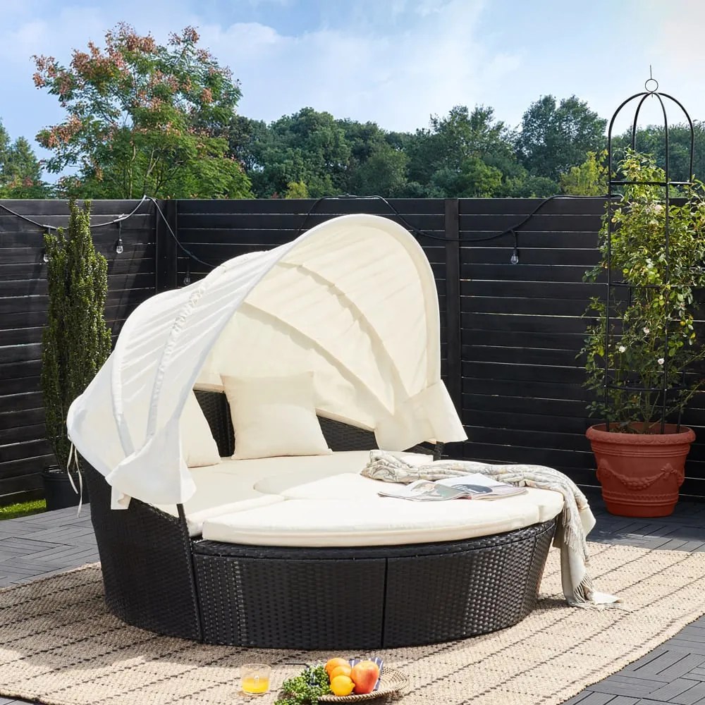 Deuba Pat de gradina ratan LAZY - negru 186 cm