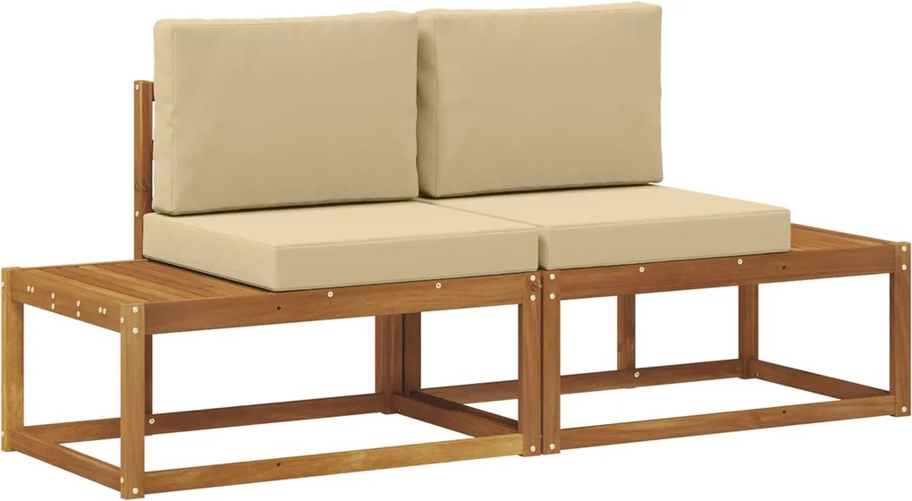 vidaXL Canapea de exterior cu pernă 2 Bucată Natural și Bej
