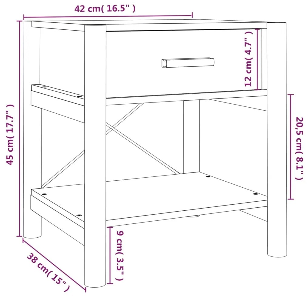 Noptiere, 2 buc., alb, 42x38x45 cm, lemn prelucrat 2, Alb