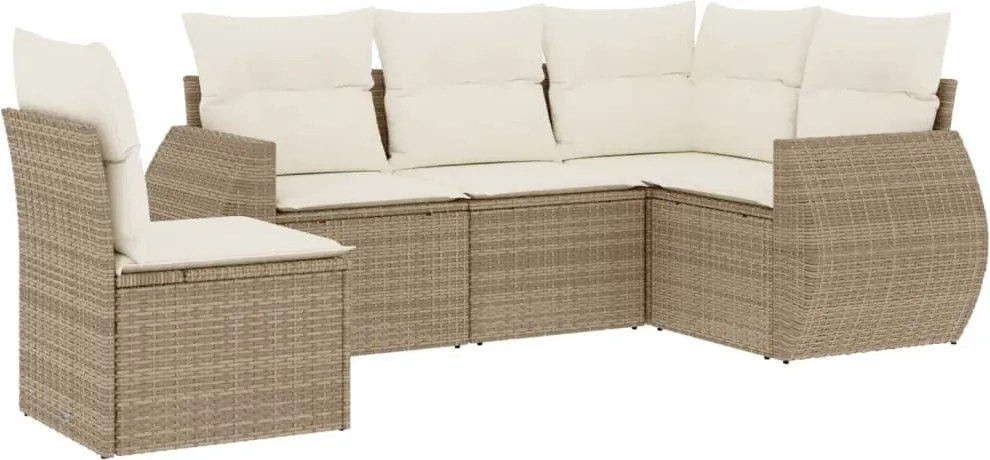vidaXL Set canapele de grădină cu perne, 5 piese, bej, poliratan