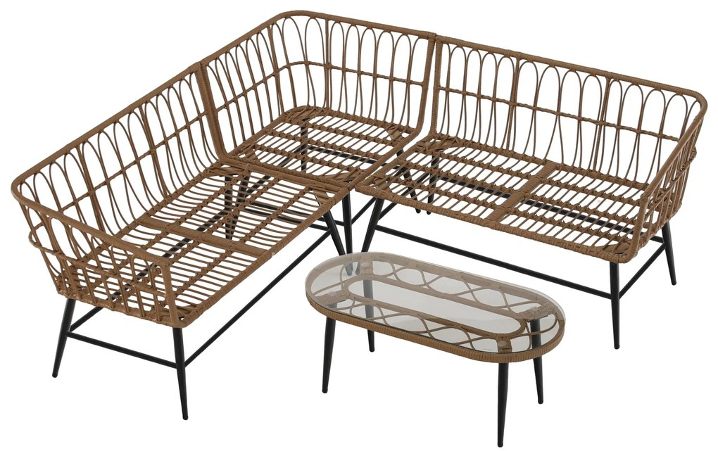 Set mobilier de grădină Arala (natural + bej + negru) (pentru 4 persoane). 1116234