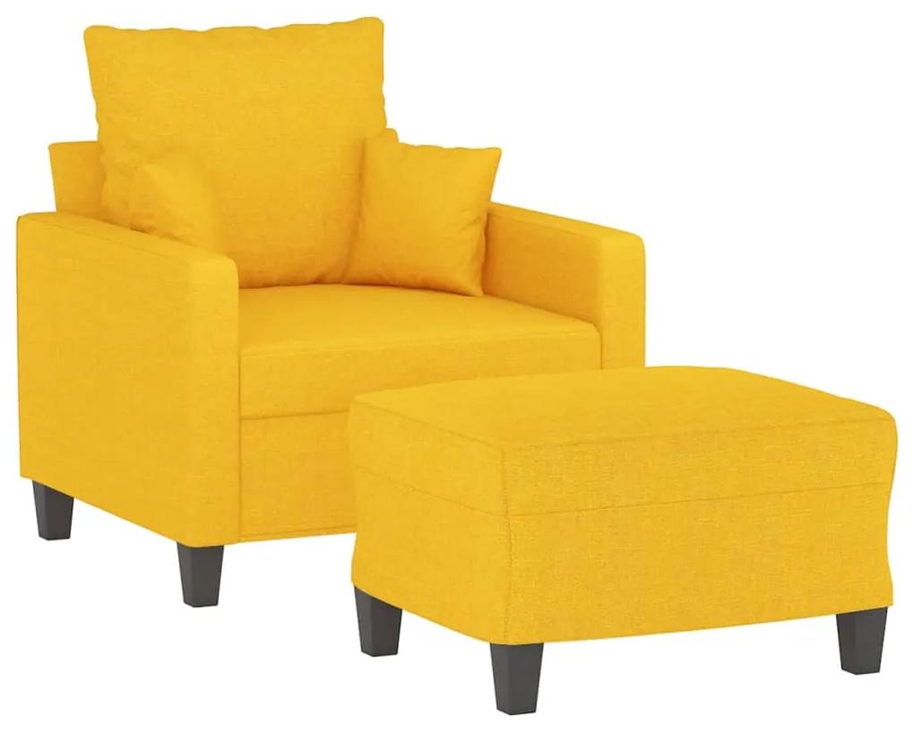 Fotoliu canapea cu taburet, galben deschis, 60 cm, textil
