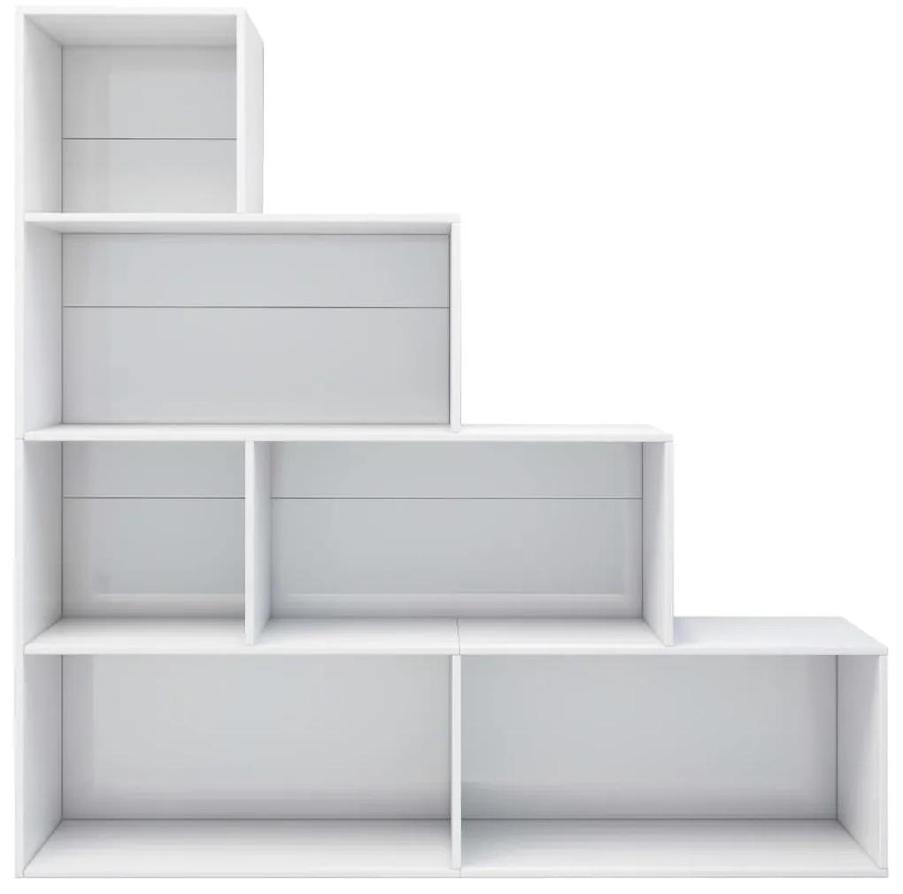 Bibliotecă/separator cameră alb extralucios 155x24x160 cm pal