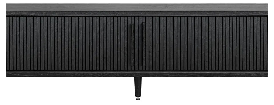 Comodă TV neagră cu aspect de lemn de stejar 178x50x40 cm Rove – Woodman