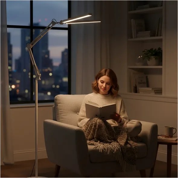 Brilagi - Lampă de podea flexibilă VARIO LED reglabilă, 14W/230V, 157 cm, albă