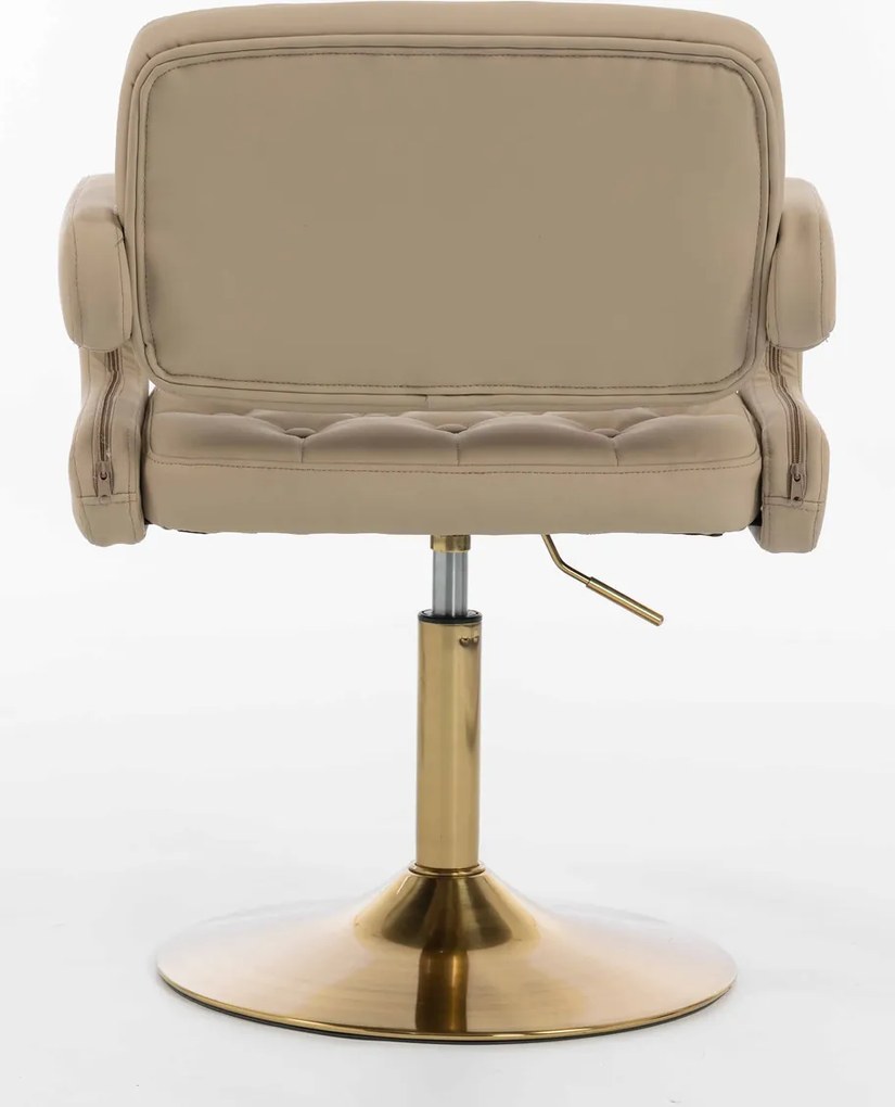 HR8403N Scaun Crem Piele Ecologica Premium Soft cu Bază Aurie