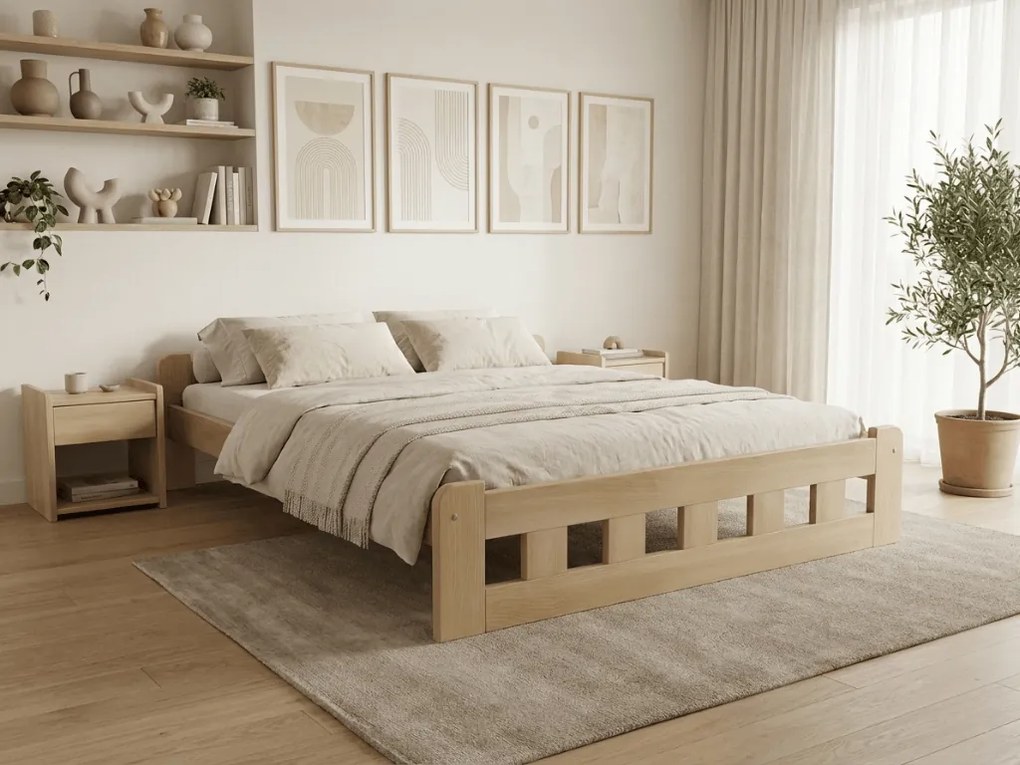 Pat inalt Naomi 160x200 cm, pin Saltele: Cu saltele Sommera 18 cm, Somiera pat: Cu lamele drepte