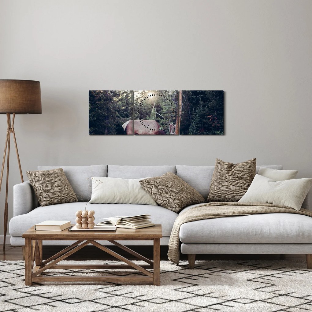 Tablou - Elan în poiană (cu ceas) (90x30 cm)