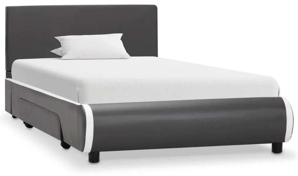 284955 vidaXL Cadru de pat cu sertare, antracit, 100x200cm, piele artificială