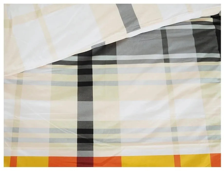 Lenjerie de pat portocalie din țesătură crep pentru pat de o persoană 140x200 cm Orabge Kube – B.E.S.