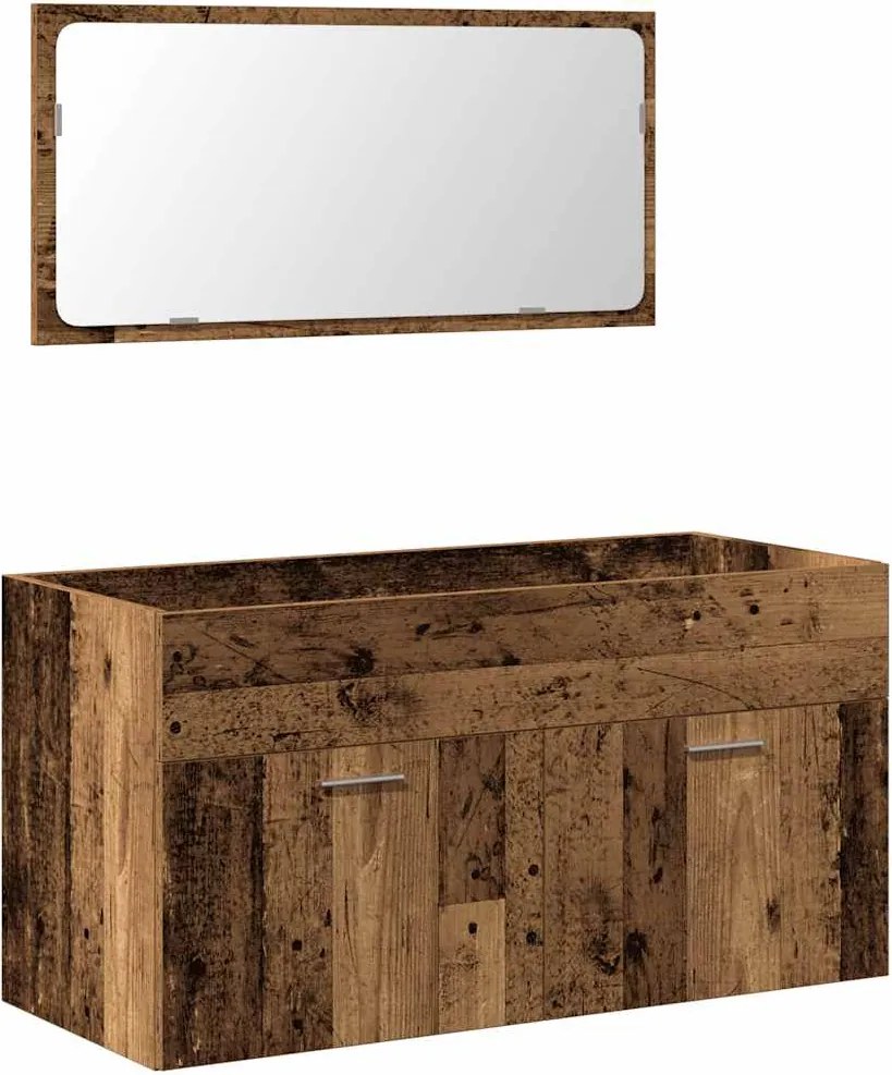 vidaXL Dulap de baie cu oglindă Lemn vechi Lemn prelucrat