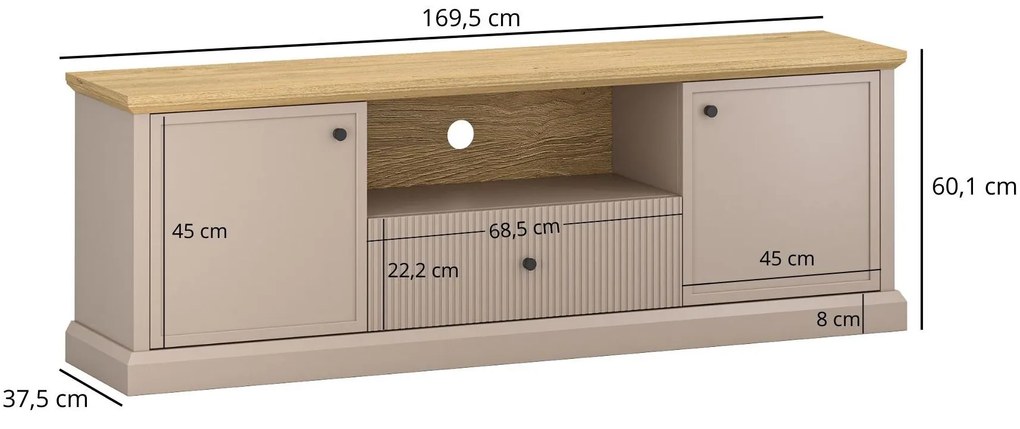 Dulap TV Indices (taupe + stejar pietros). 1116864
