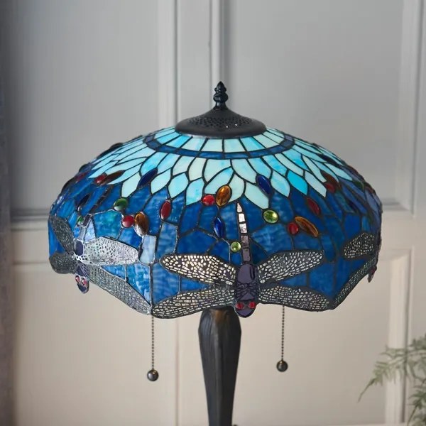 Endon 64089 - Lampă de masă Tiffany DRAGONFLY, 2xE27/60W/230V, Ø 41 cm